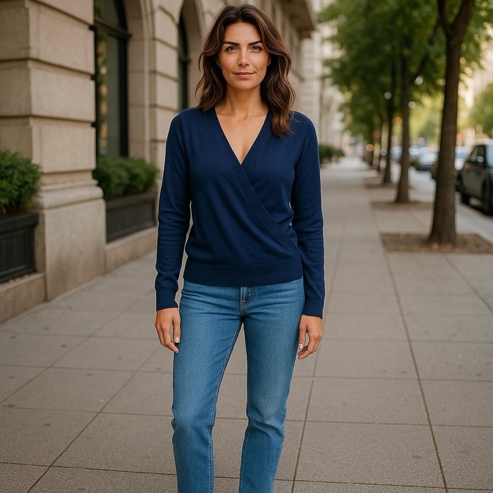NWT Navy Blue Lety & Me Wrap Alesi Surplice Sweater For Stitch Fix Size 2X
